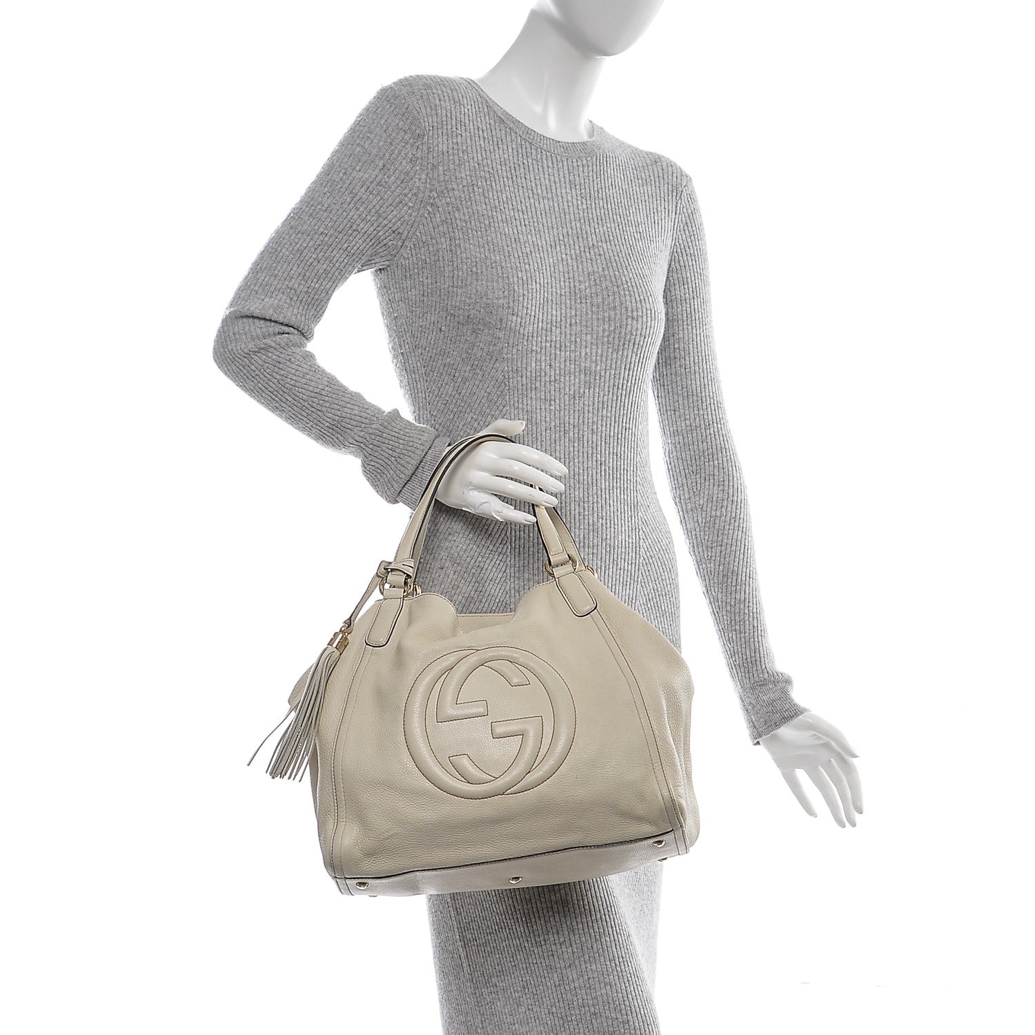 Gucci Pebbled Calfskin Medium Soho Shoulder Bag Off White 2 of 9