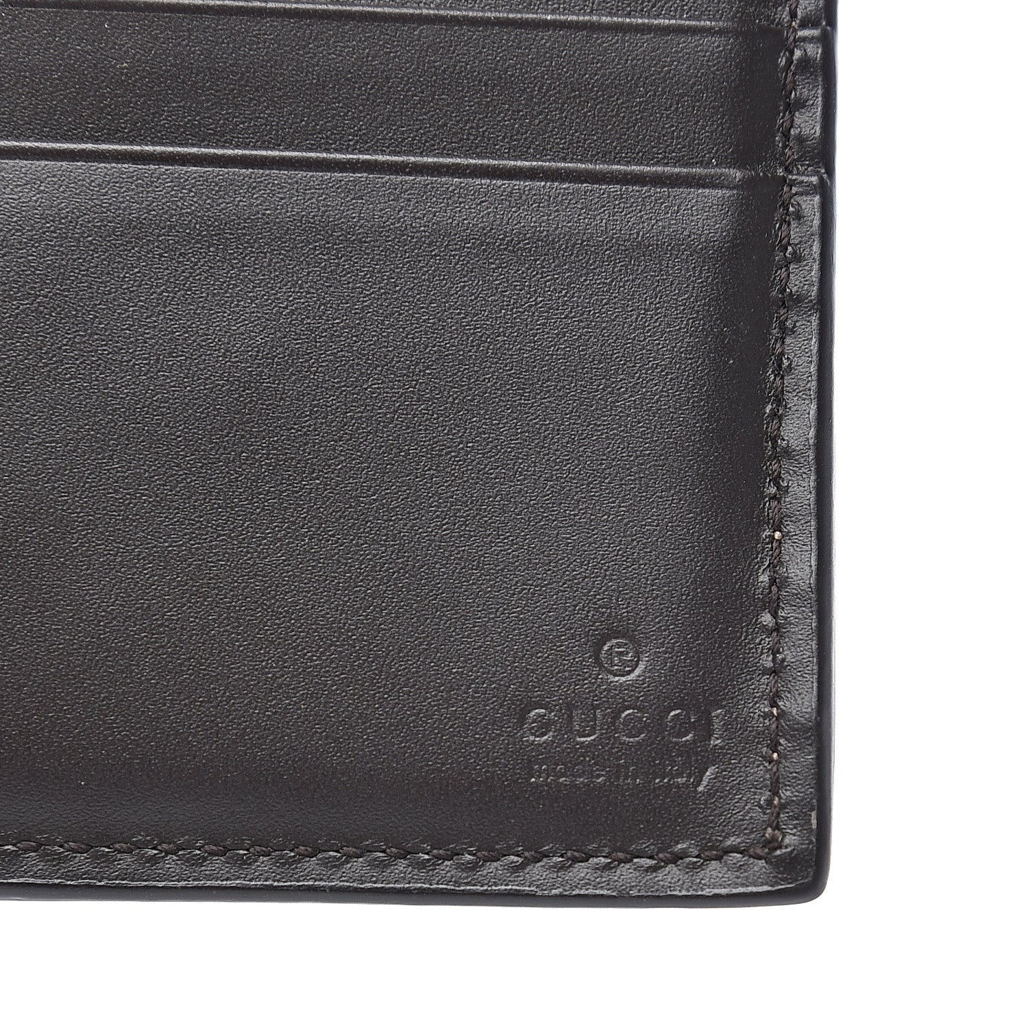 Gucci GG Supreme Monogram Selleria Calfskin Web Bee Embroidered New Web Bi-Fold Wallet Beige Ebony Cocoa 5 of 7