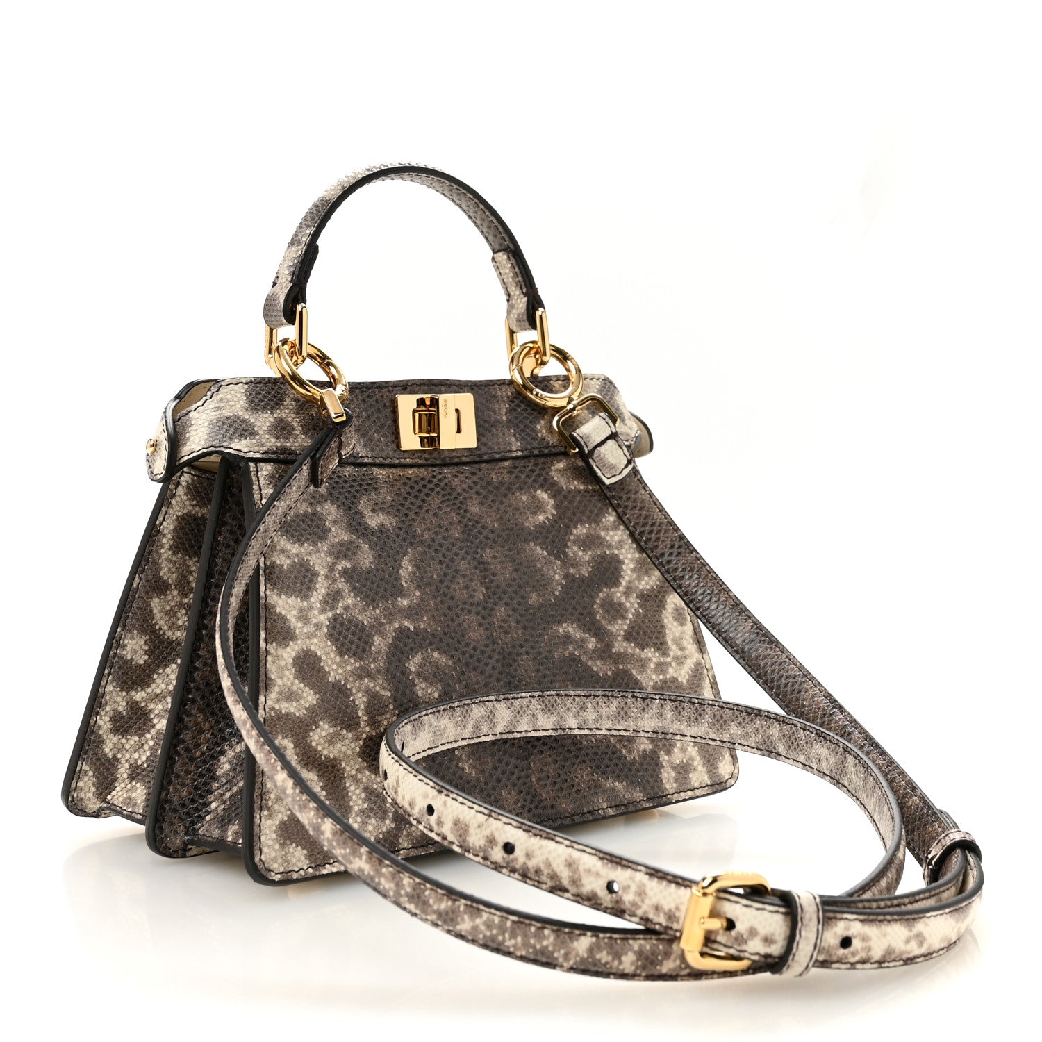 ✨FENDI✨ミンク&カシミヤ　レオパード柄✨キャンディストール Fendi Lizard Togo Lucido Petite Peekaboo I SEE U Satchel