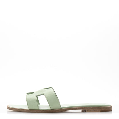Hermes Epsom Oran Sandals 40.5 Vert Jade 1 of 10