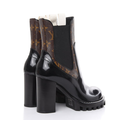 Louis Vuitton Patent Calfskin Monogram Star Trail Chelsea Ankle Boots 36 Black 4 of 8