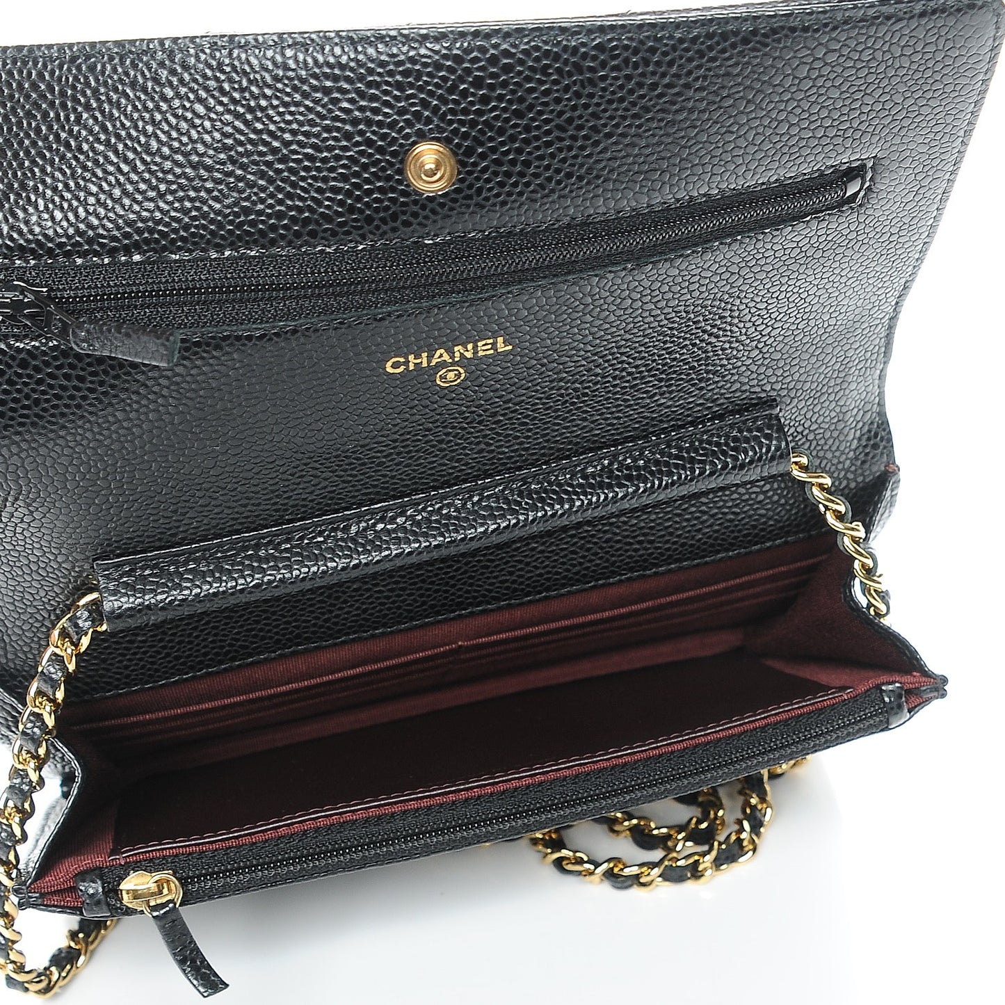 Caviar Quilted Wallet On Chain WOC Black