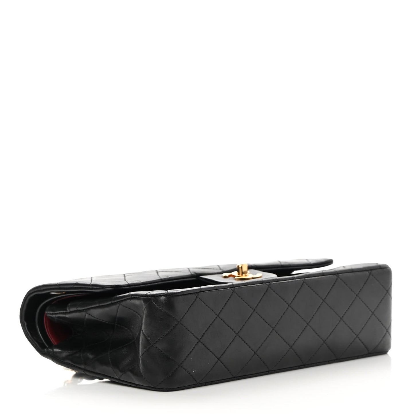 Lambskin Quilted Medium Double Flap Black