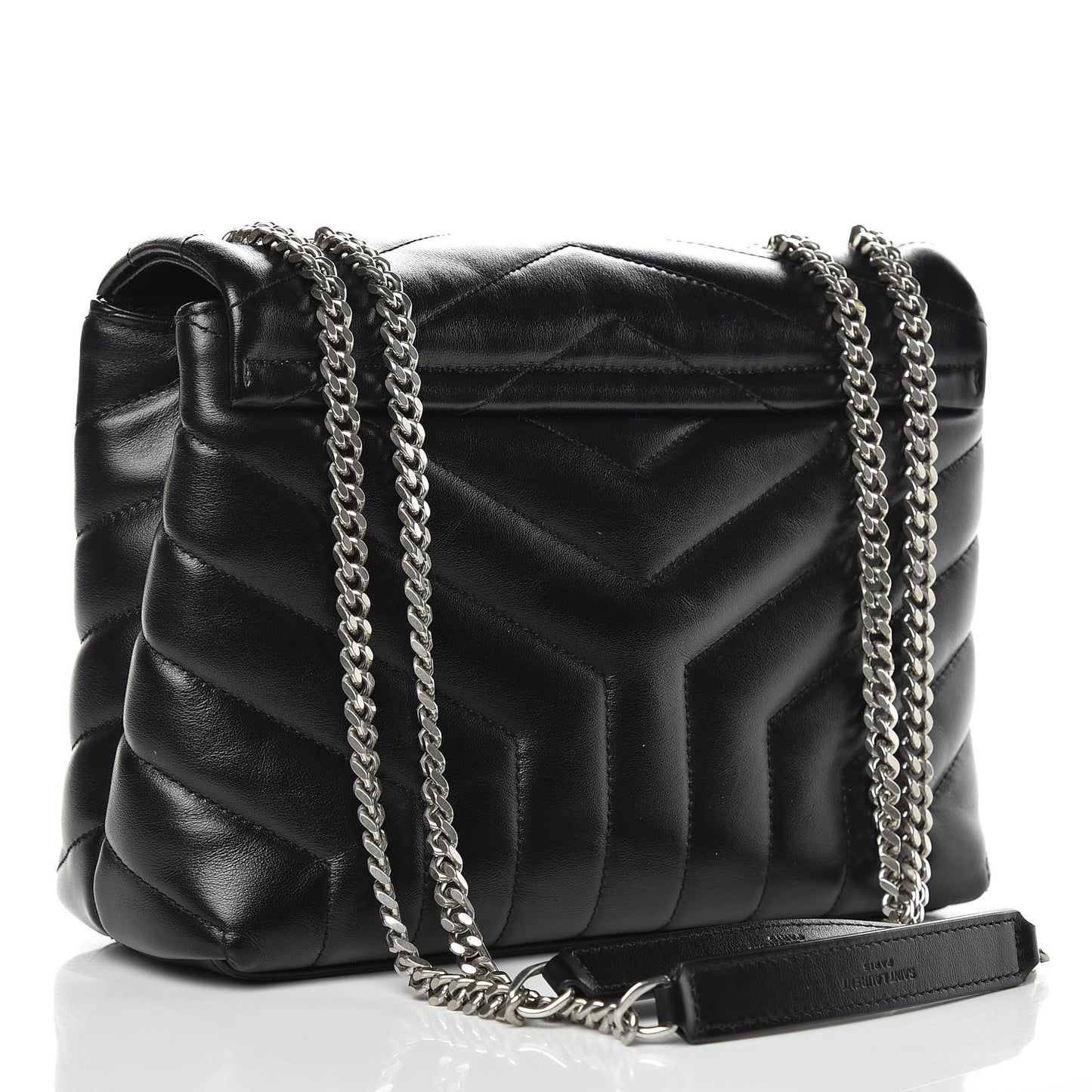 Calfskin Y Quilted Monogram Small Loulou Chain Satchel Black