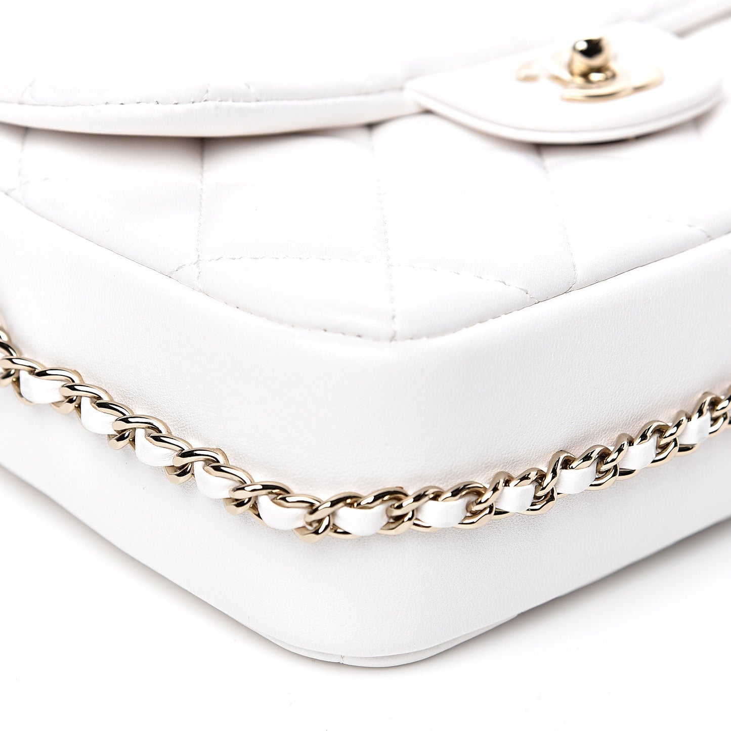 Lambskin Quilted Small My Precious Flap White