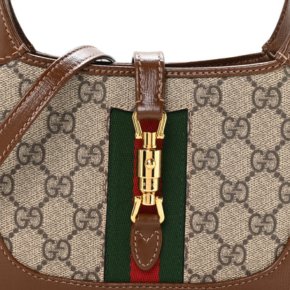 Gucci GG Supreme Monogram Azalea Calfskin Web Mini Jackie 1961 Hobo Beige Ebony Brown Sugar 8 of 11
