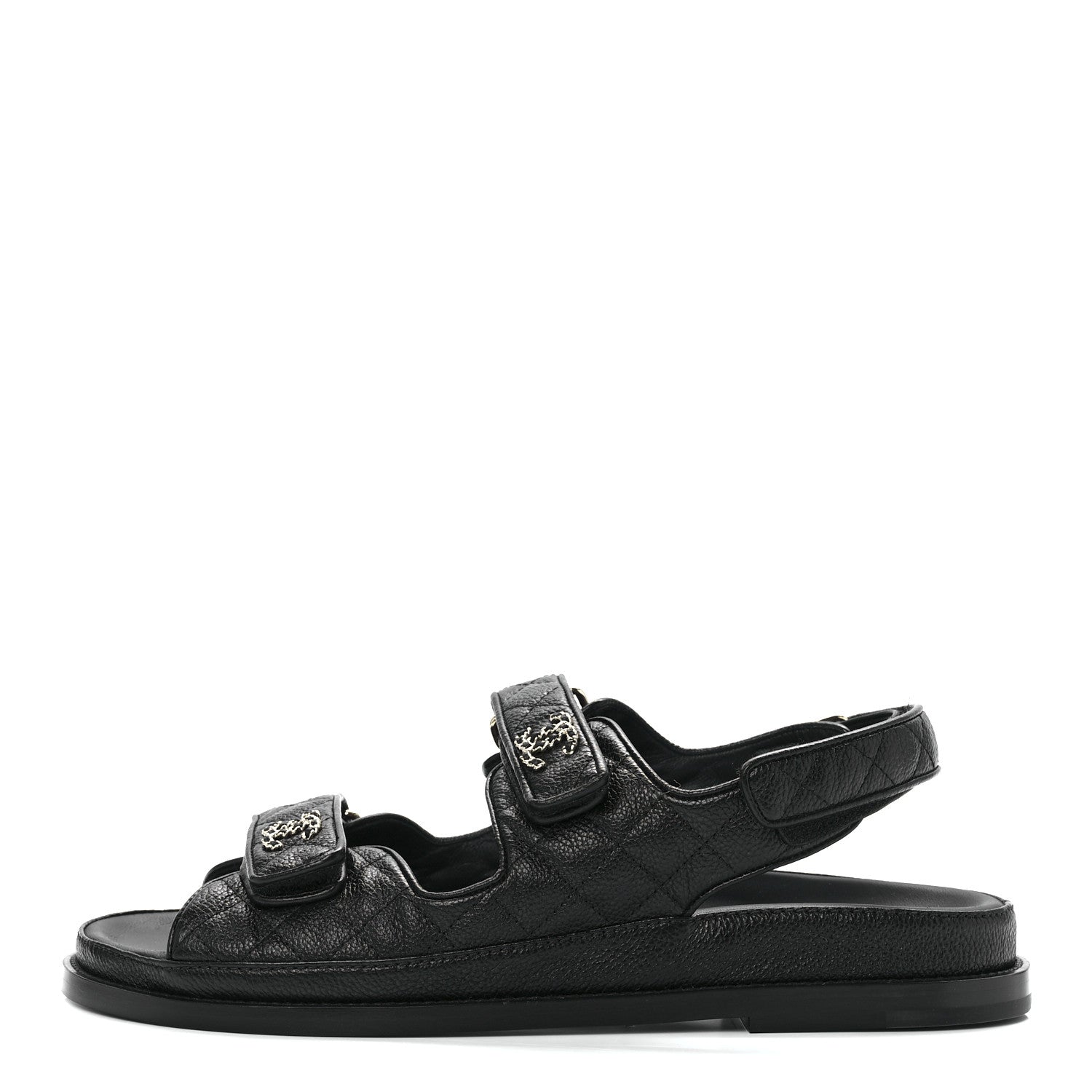 Chanel Grained Calfskin Velcro Dad Sandals 41 Black 1 of 8