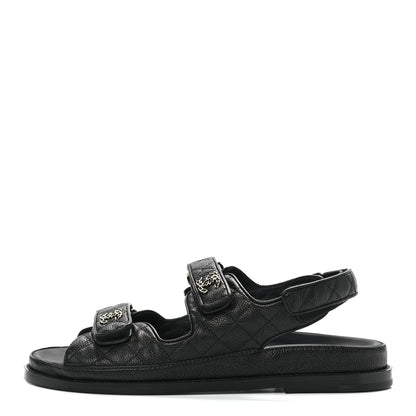 Chanel Grained Calfskin Velcro Dad Sandals 41 Black 1 of 8