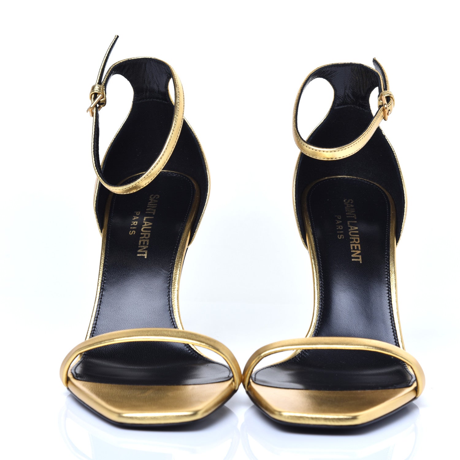 Saint Laurent Metallic Lambskin Opyum 110 Sandals 37 Oro 2 of 10