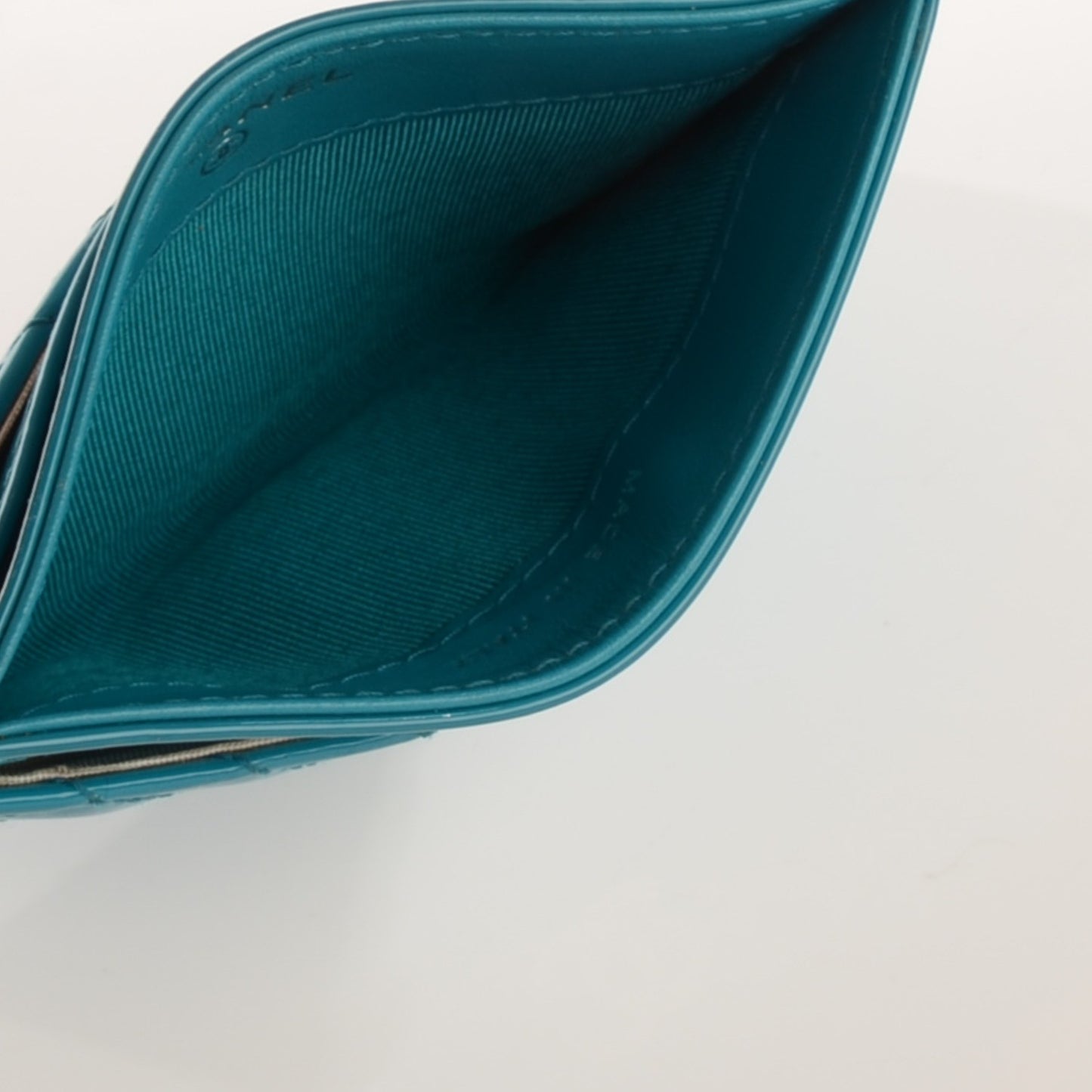 Patent Chevron Card Holder Turquoise
