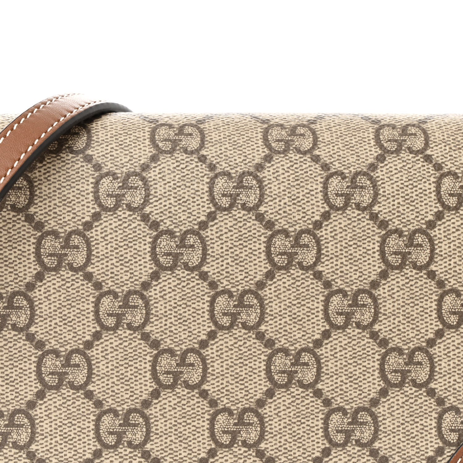 Gucci GG Supreme Monogram Textured Calfskin Emblem Super Mini Shoulder Bag Beige Dark Brown 8 of 12