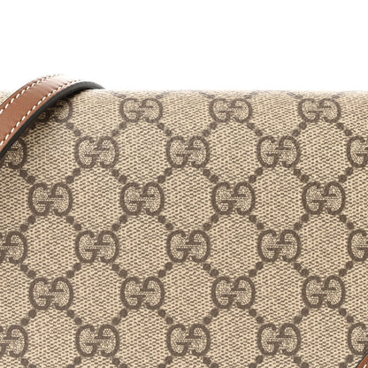 Gucci GG Supreme Monogram Textured Calfskin Emblem Super Mini Shoulder Bag Beige Dark Brown 8 of 12