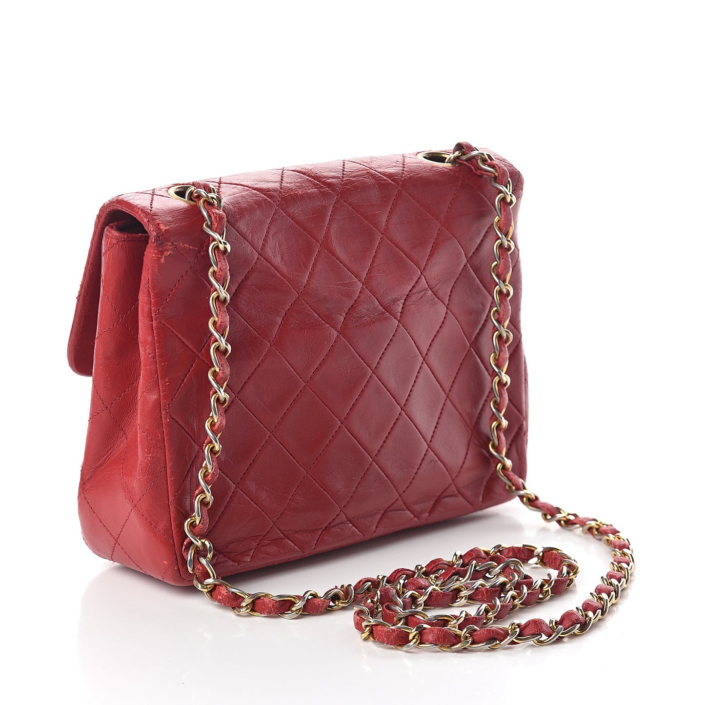 Lambskin Quilted Mini Square Flap Red