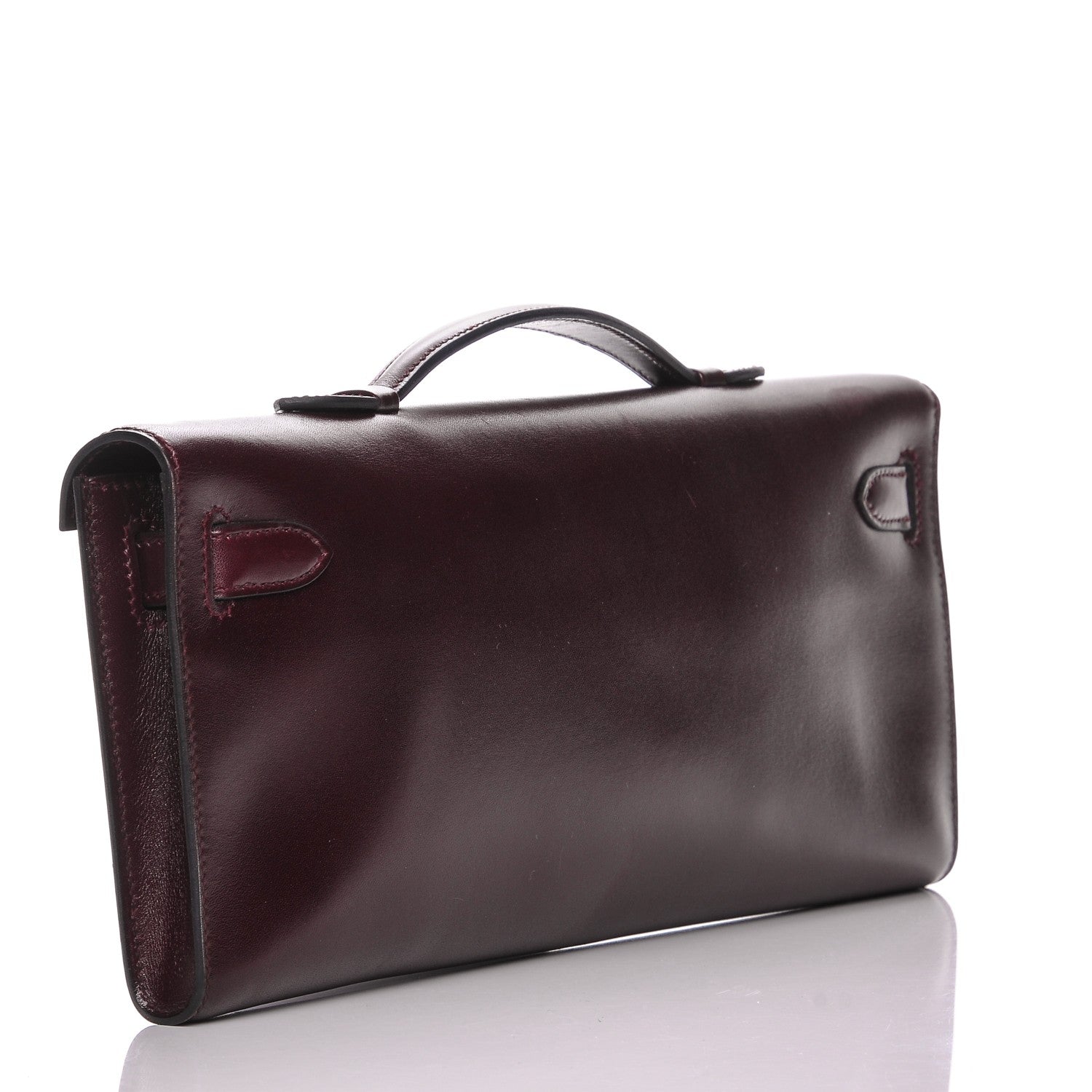 Hermes Tadelakt Kelly Cut Clutch Prune 3 of 7