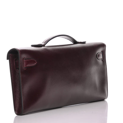 Hermes Tadelakt Kelly Cut Clutch Prune 3 of 7