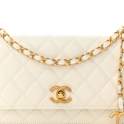 Chanel Pearly Caviar Quilted Fit For You Wallet On Chain WOC White 9 of 12