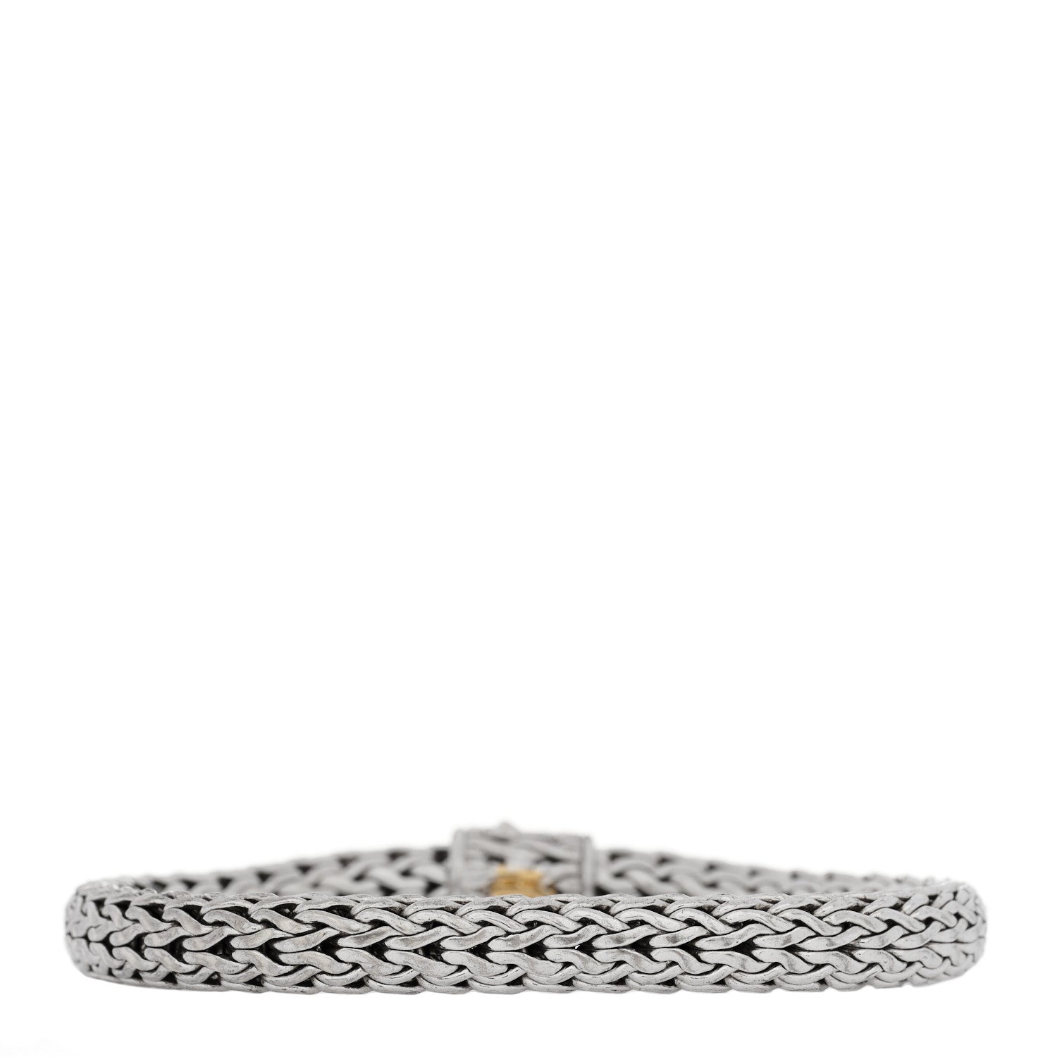 John Hardy Sterling Silver 18K Yellow Gold Diamond 7.5mm Classic Chain Bracelet 2 of 4