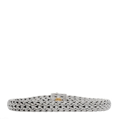 John Hardy Sterling Silver 18K Yellow Gold Diamond 7.5mm Classic Chain Bracelet 2 of 4