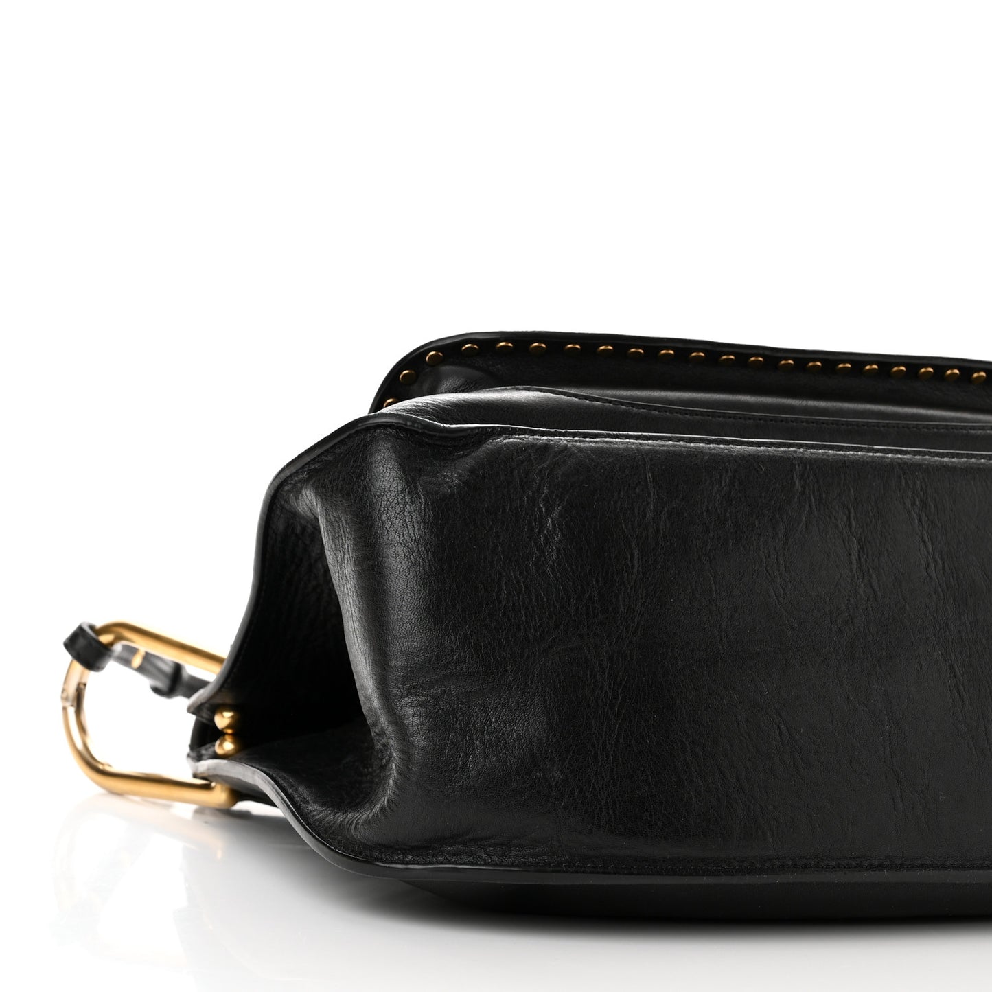 Calfskin Studded Medium Hudson Double Carry Shoulder Bag Black