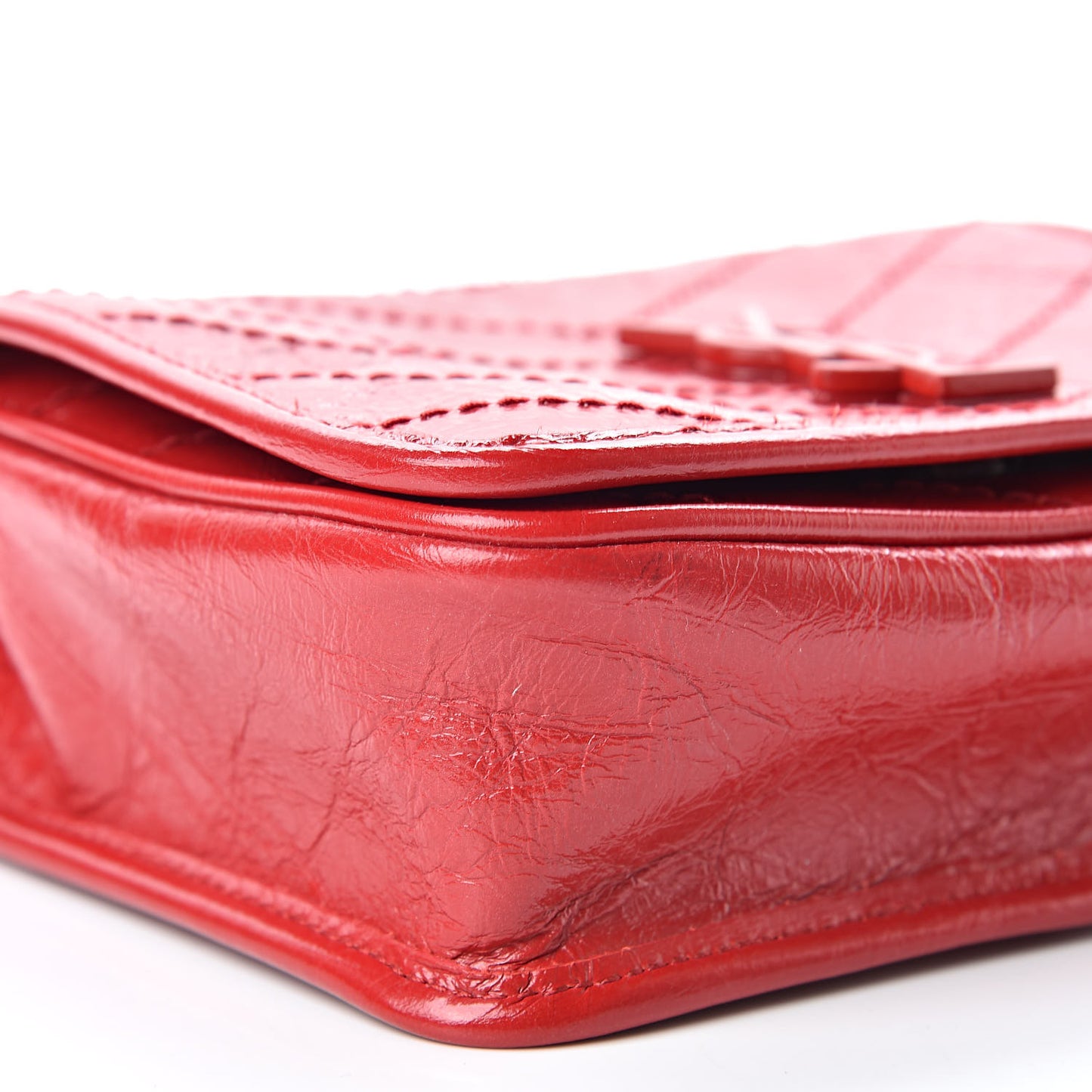 Crinkled Calfskin Matelasse Monogram Niki Chain Wallet Red