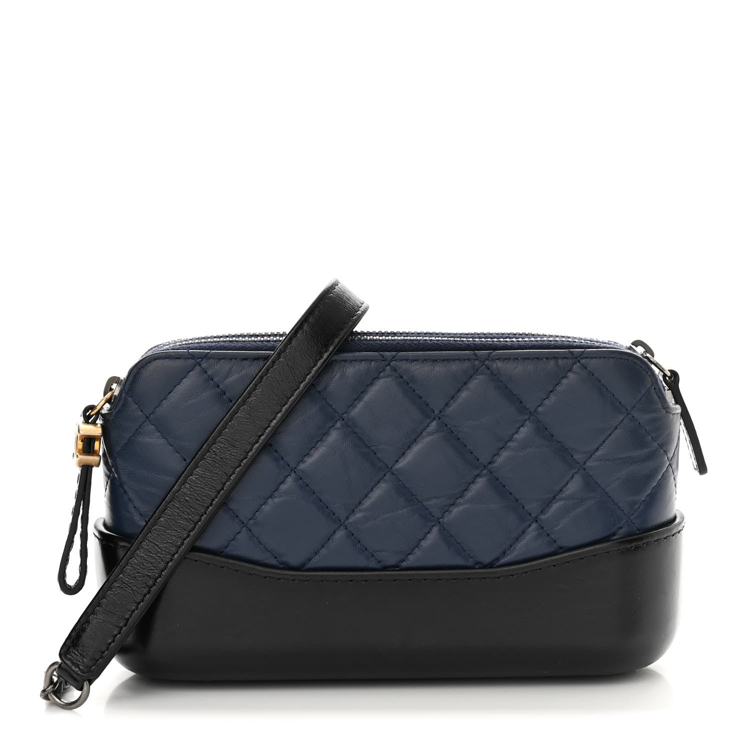 Chanel Aged Calfskin Quilted Small Gabrielle Clutch With Chain Navy Black 1 of 13