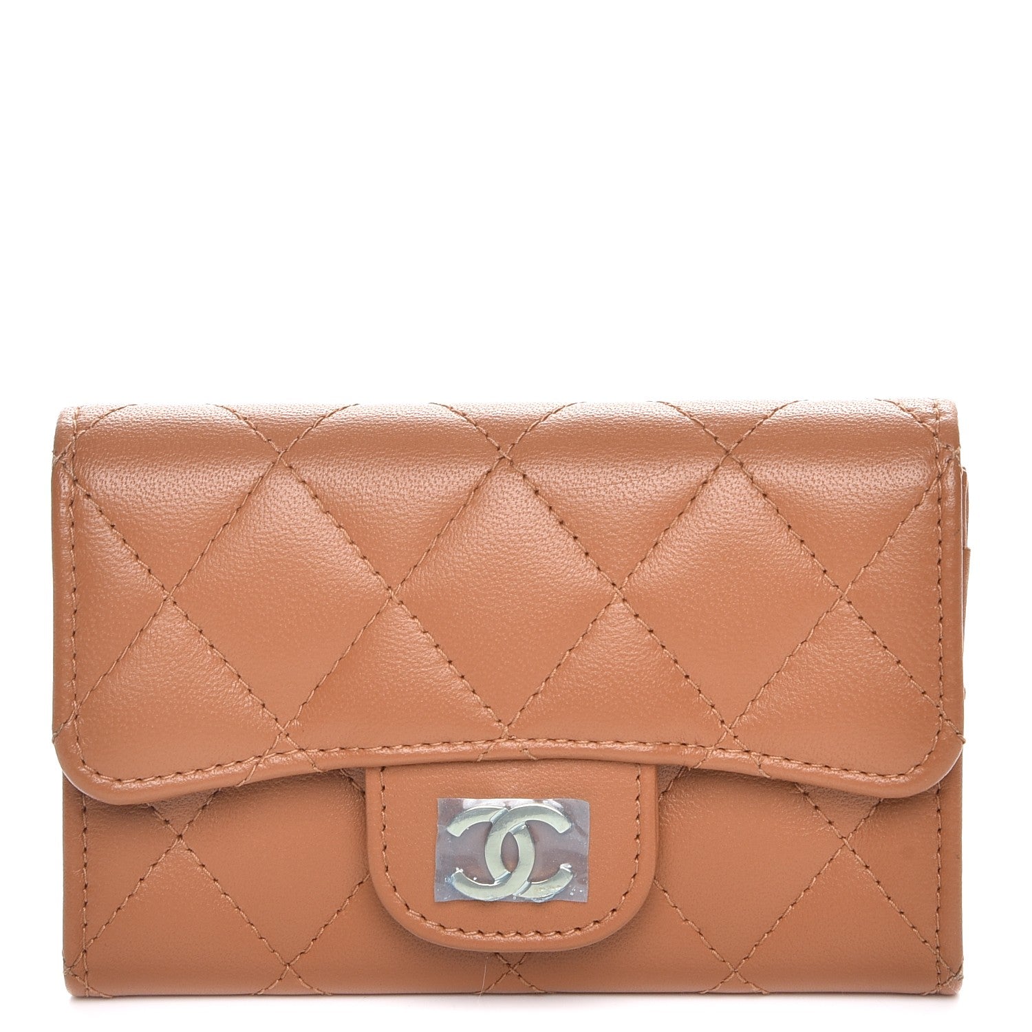 Chanel Lambskin Quilted Flap Card Holder Beige 1 of 9