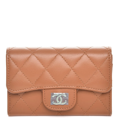 Chanel Lambskin Quilted Flap Card Holder Beige 1 of 9