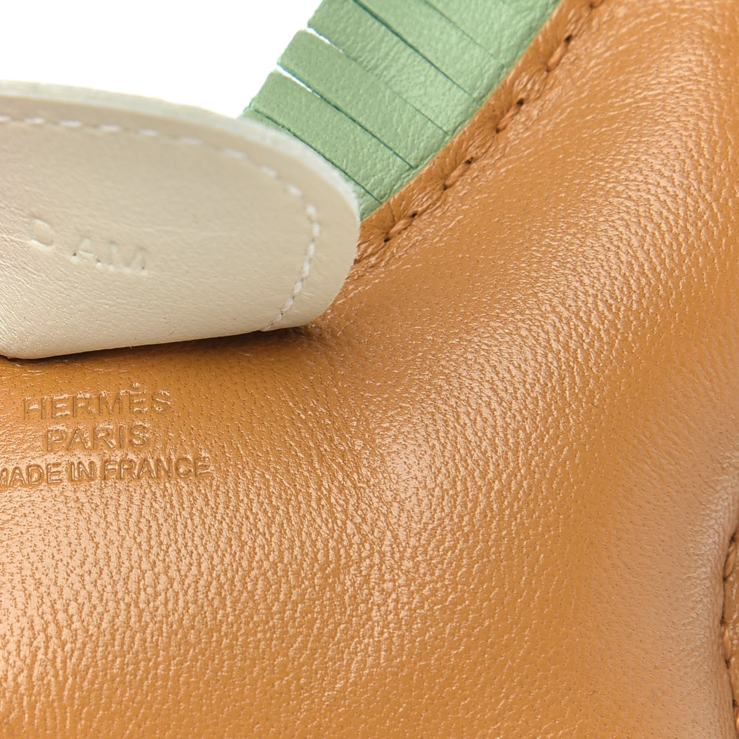 Hermes Milo Lambskin Grigri Rodeo Horse Bag Charm MM Sesame Vert Criquet Craie 3 of 4