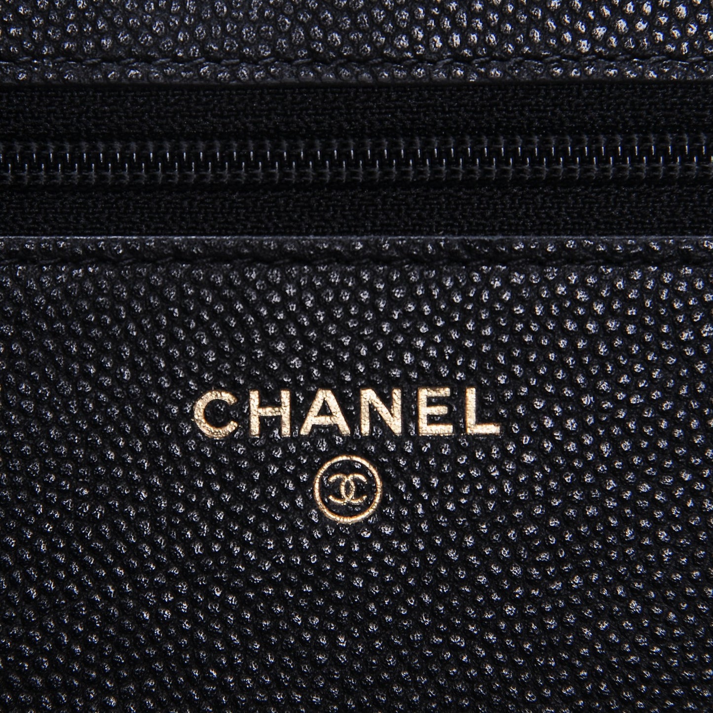 Caviar Camellia Embossed Wallet On Chain WOC Black