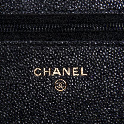 Chanel Caviar Camellia Embossed Wallet On Chain WOC Black 6 of 8