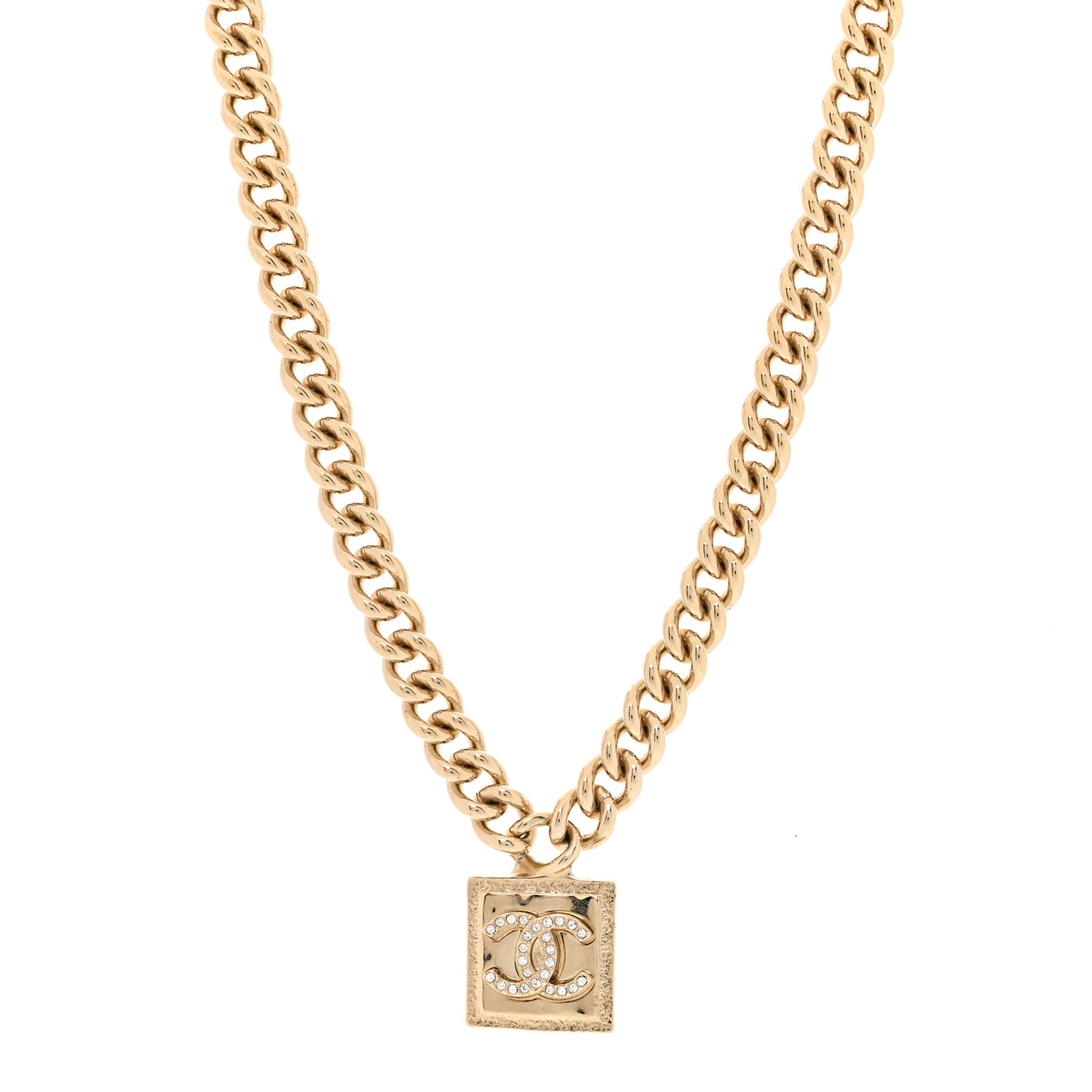 Metal Crystal CC Choker Gold