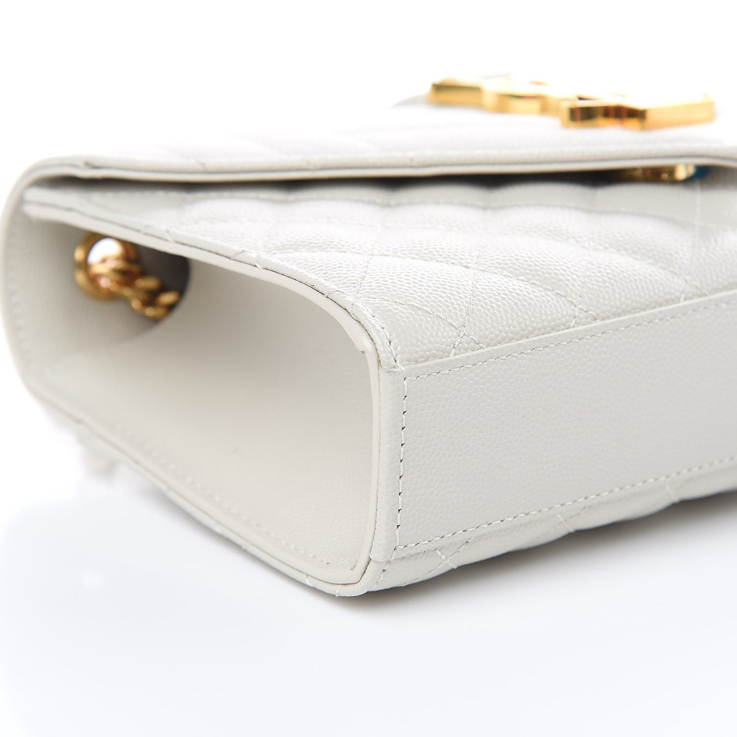 Grain De Poudre Textured Mixed Matelasse Triquilt Small Monogram Satchel Crema Soft