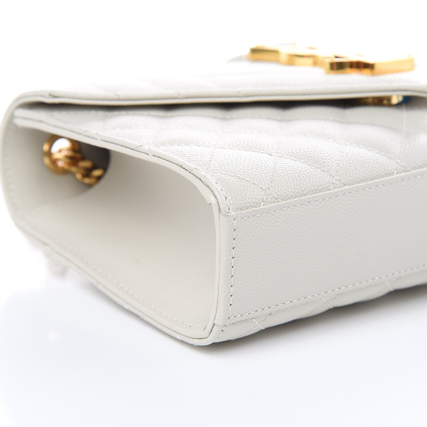 Saint Laurent Grain De Poudre Textured Mixed Matelasse Triquilt Small Monogram Satchel Crema Soft 8 of 11