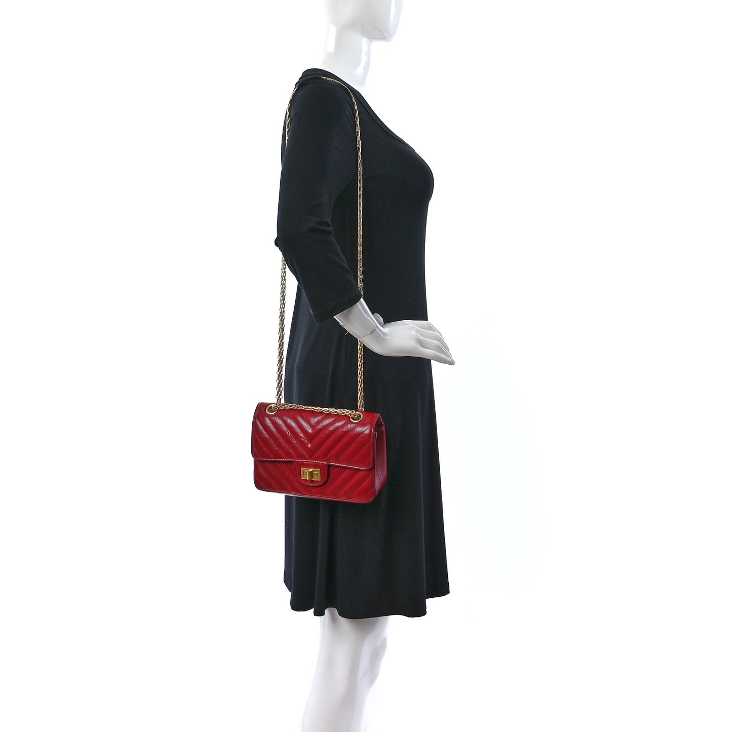 Aged Calfskin Chevron Quilted 2.55 Reissue Mini Flap Dark Red