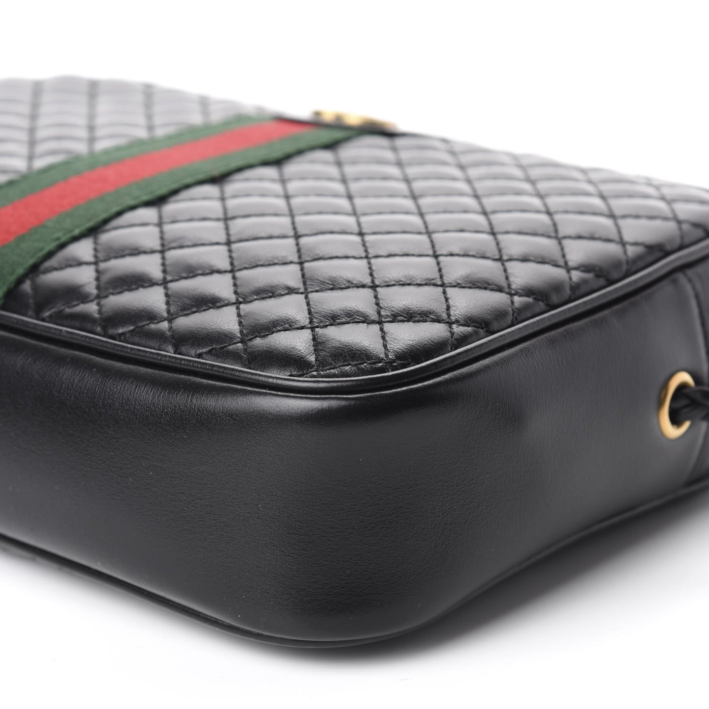 Calfskin Web Trapuntata Small GG Shoulder Bag Black