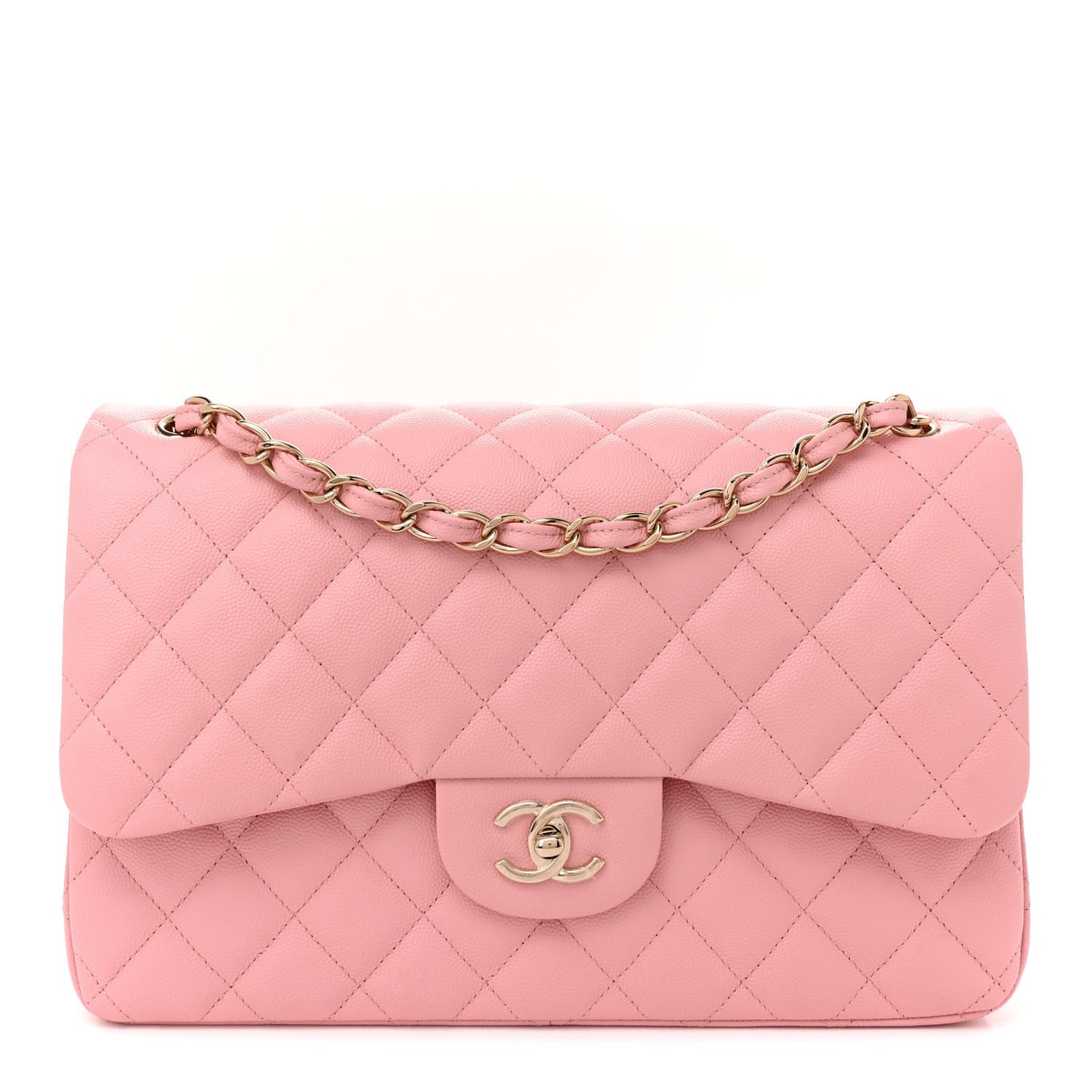 Caviar Quilted Jumbo Double Flap Pink