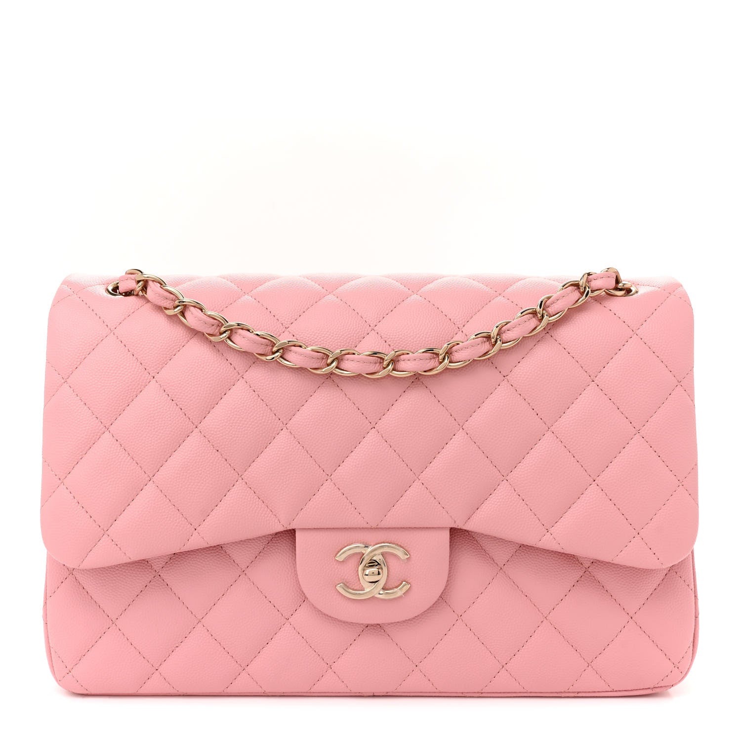 Chanel Caviar Quilted Jumbo Double Flap Pink 1 of 10