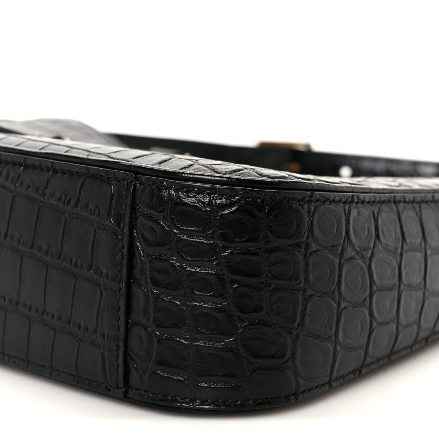 Calfskin Crocodile Embossed Le 5 A 7 Hobo Black