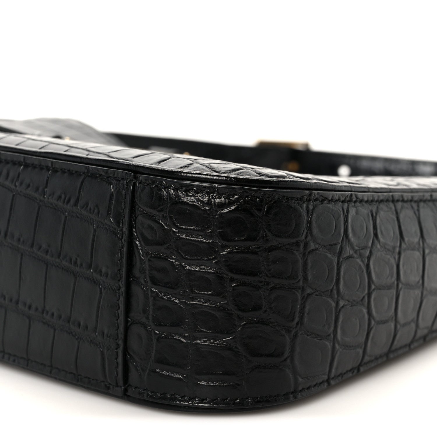 Saint Laurent Calfskin Crocodile Embossed Le 5 A 7 Hobo Black 10 of 11