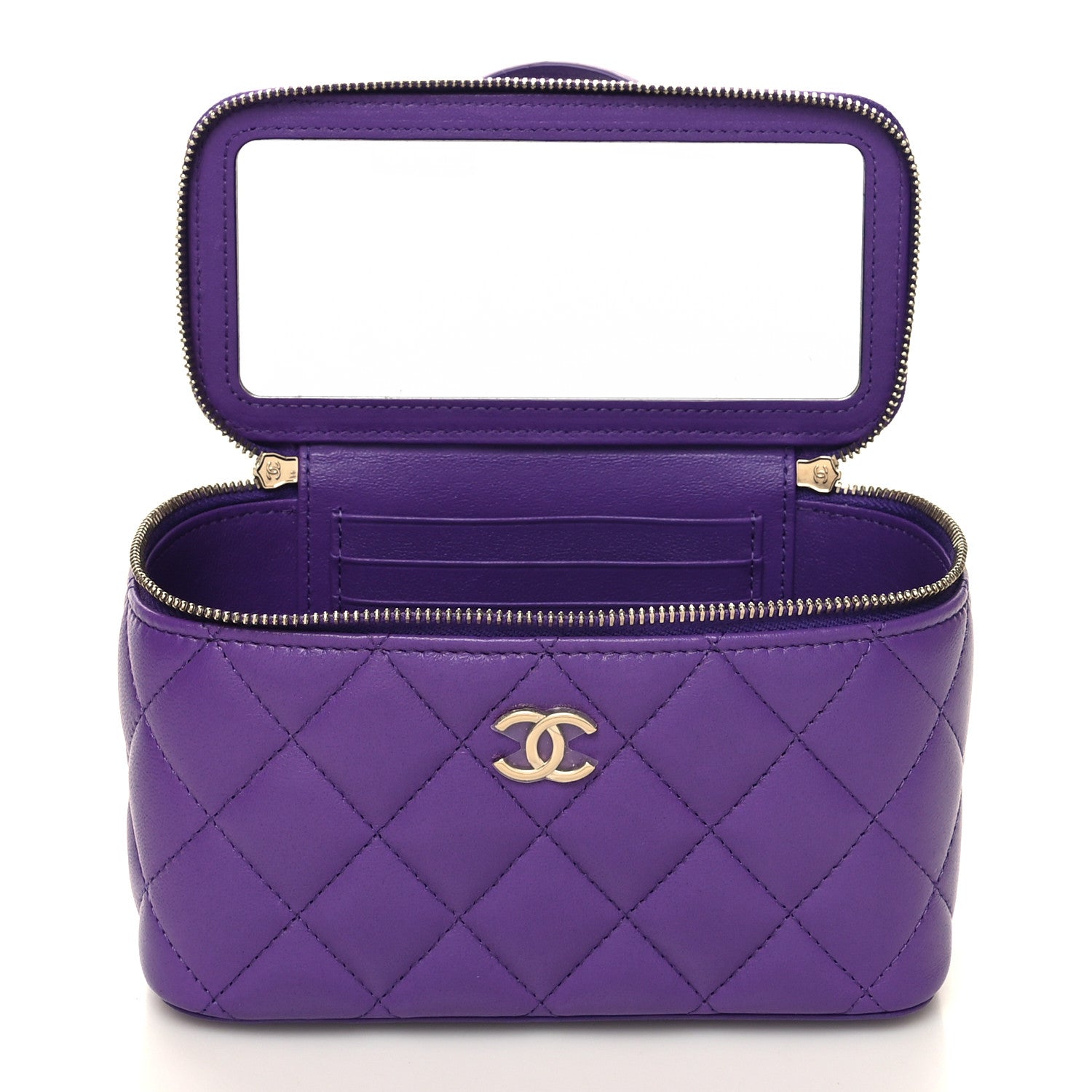Chanel Lambskin Quilted Small Top Handle Vanity Case With Chain Purple 5 of 11
