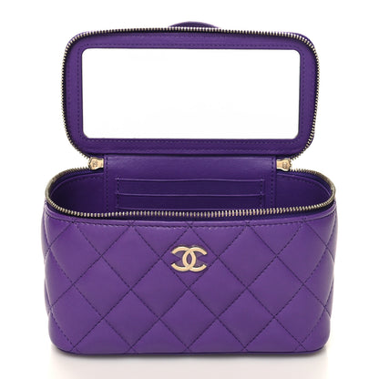 Chanel Lambskin Quilted Small Top Handle Vanity Case With Chain Purple 5 of 11