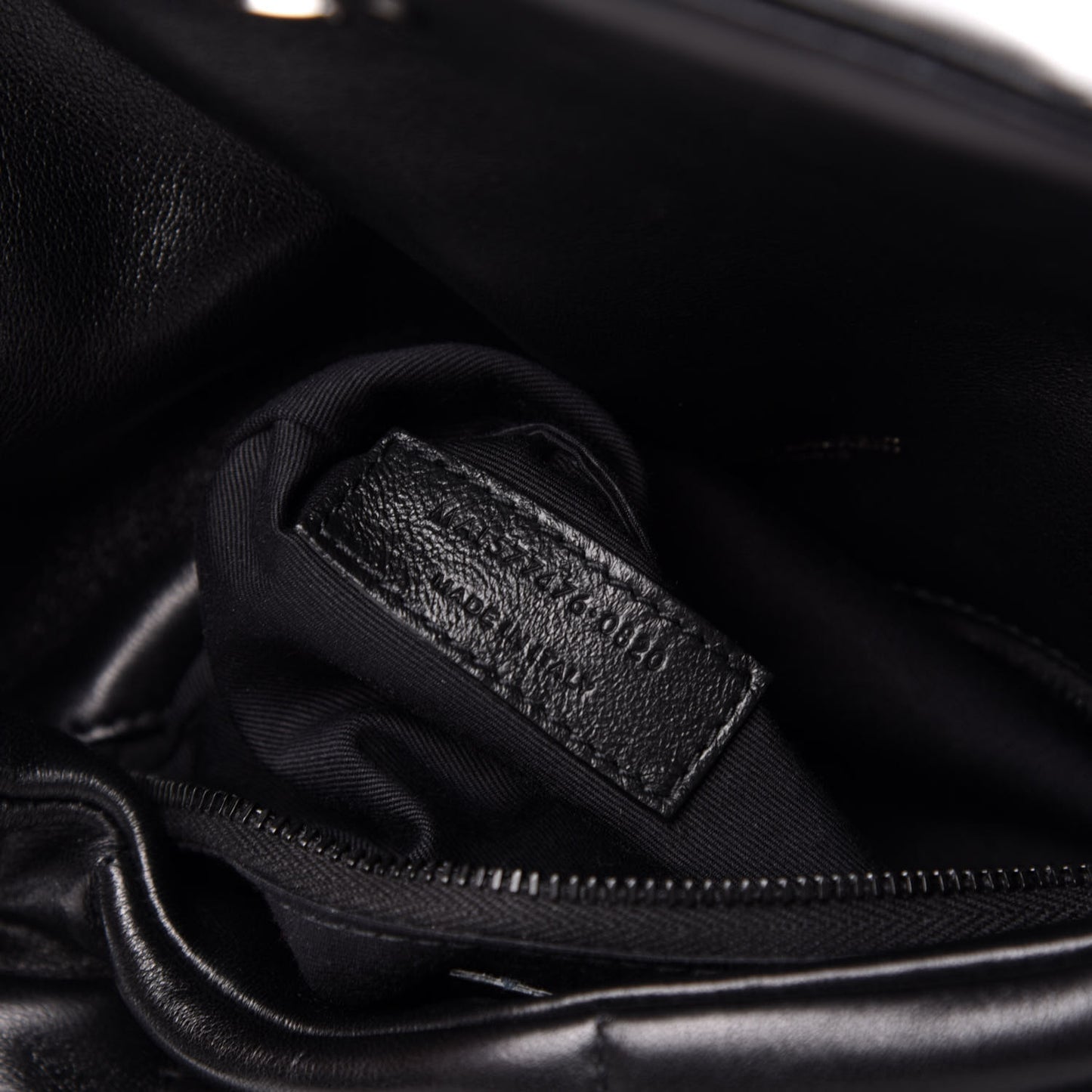 Lambskin Quilted Small Loulou Puffer Monogram Chain Satchel Black