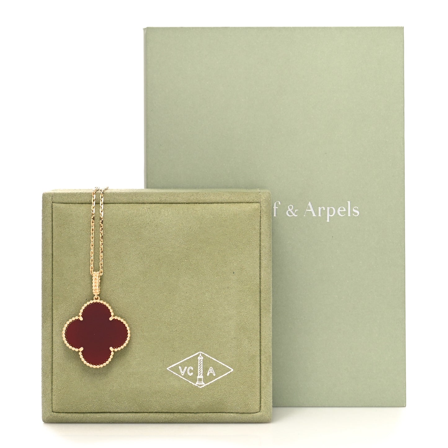 18K Yellow Gold Carnelian Magic Alhambra Long Necklace