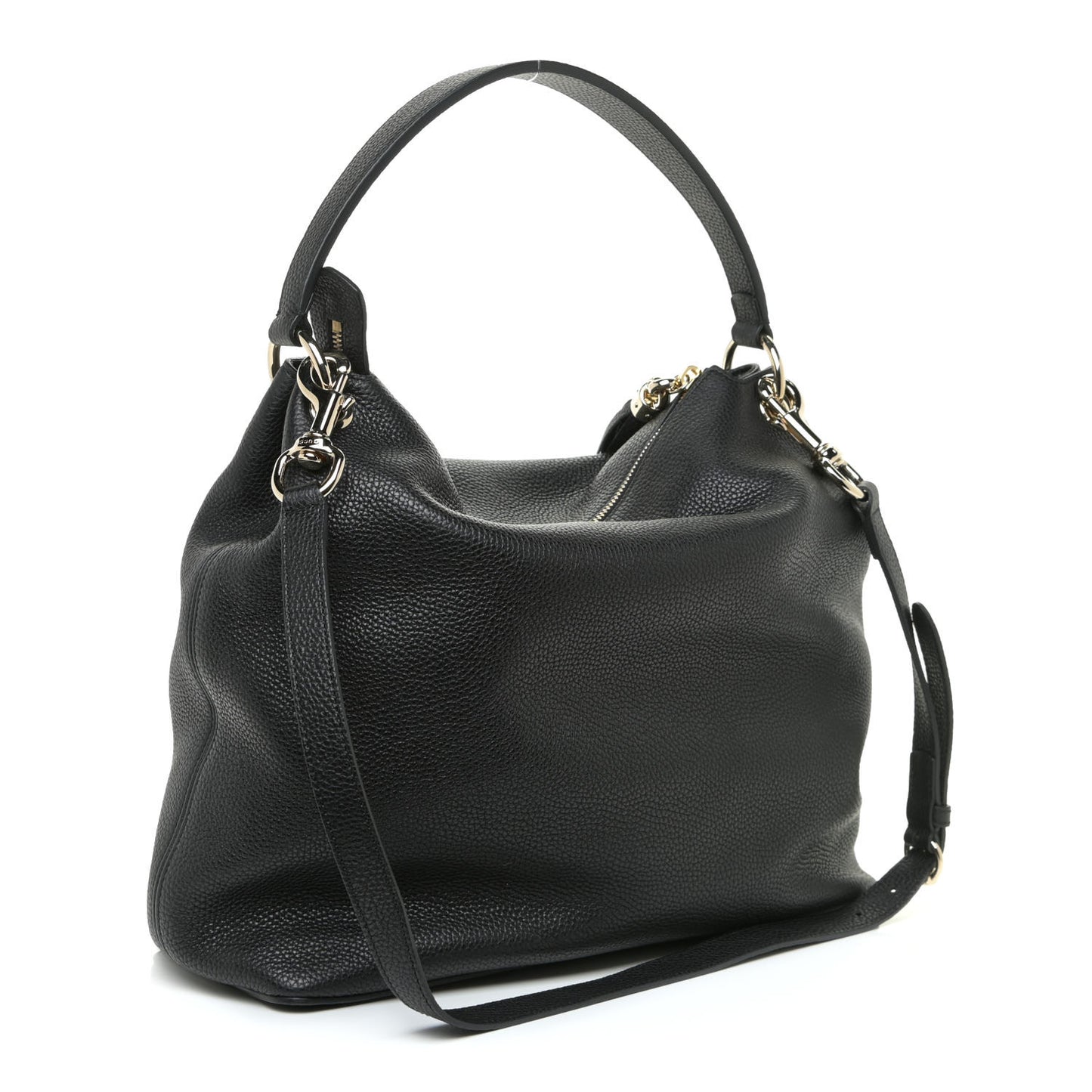 Pebbled Calfskin Large Soho Hobo Black