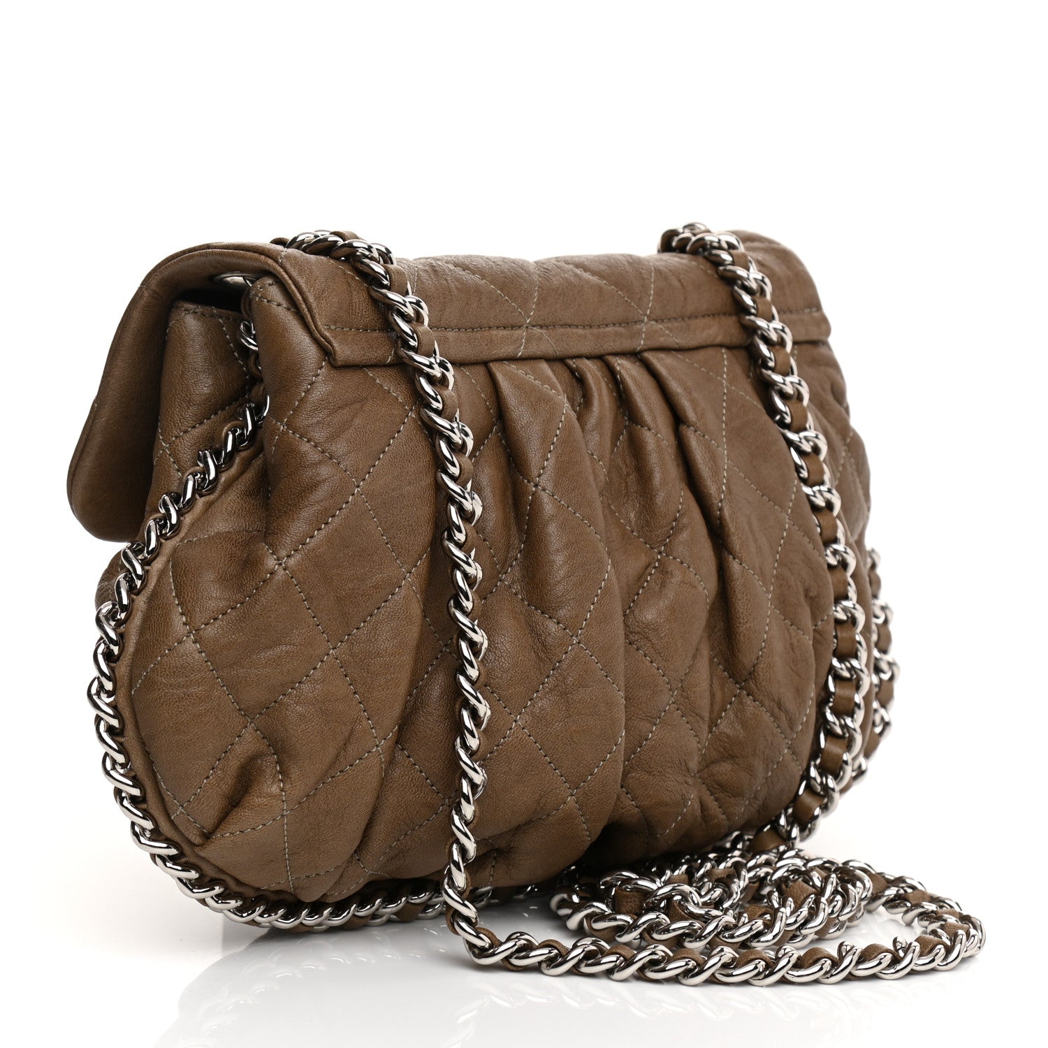 Chanel Washed Lambskin Quilted Medium Chain Around Messenger Taupe 4 of 19