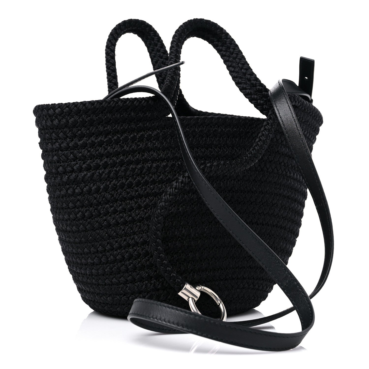 Balenciaga Nylon Lambskin Woven Small Ibiza Basket With Strap Black 3 of 9