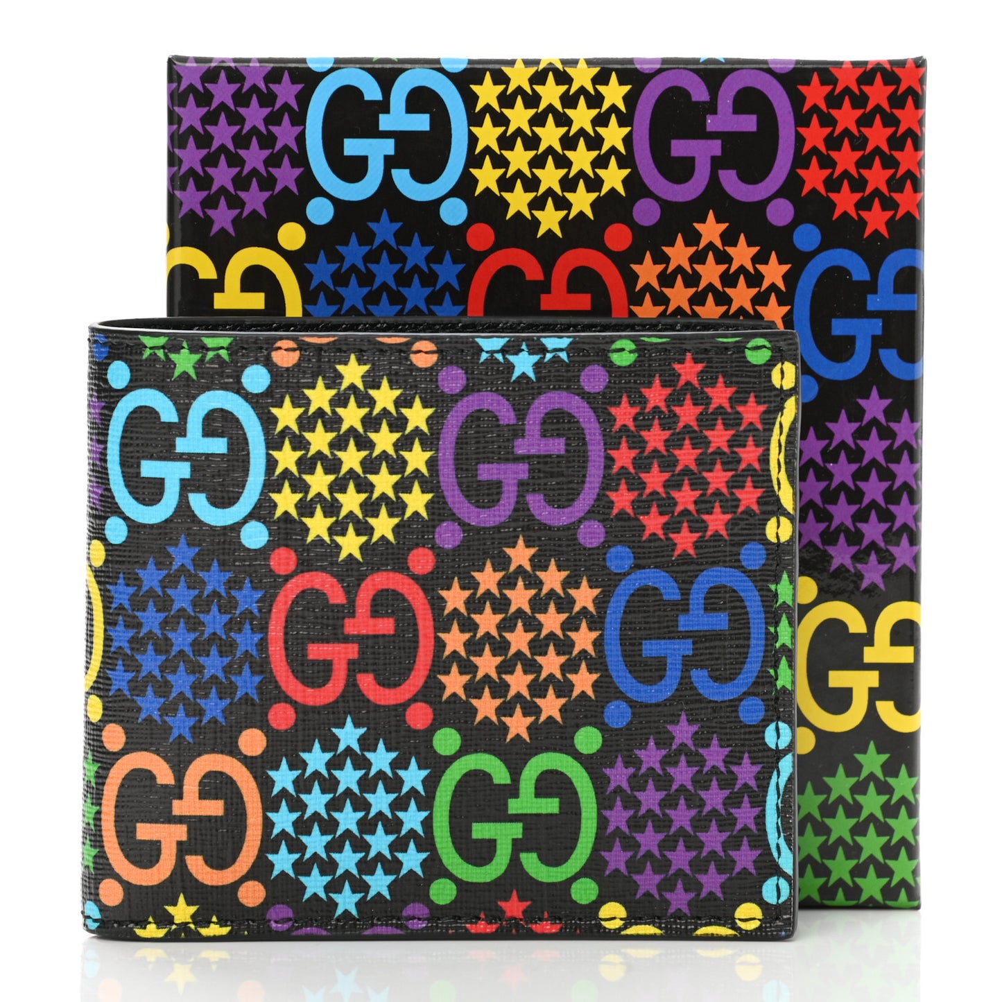GG Supreme Monogram Psychedelic Bi-Fold Wallet Black Multicolor