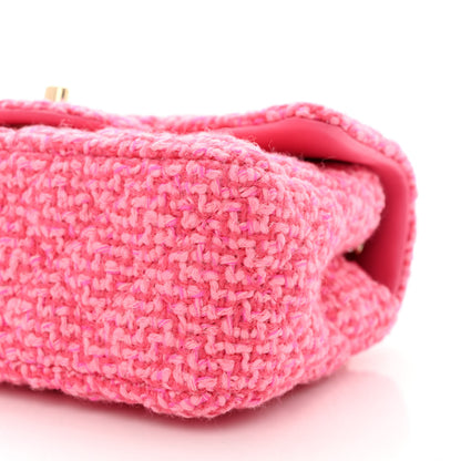 Chanel Wool Tweed Quilted Mini Rectangular Flap Dark Pink Fuchsia 10 of 10