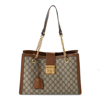Gucci GG Supreme Monogram Medium Padlock Tote Beige Cuir 1 of 9