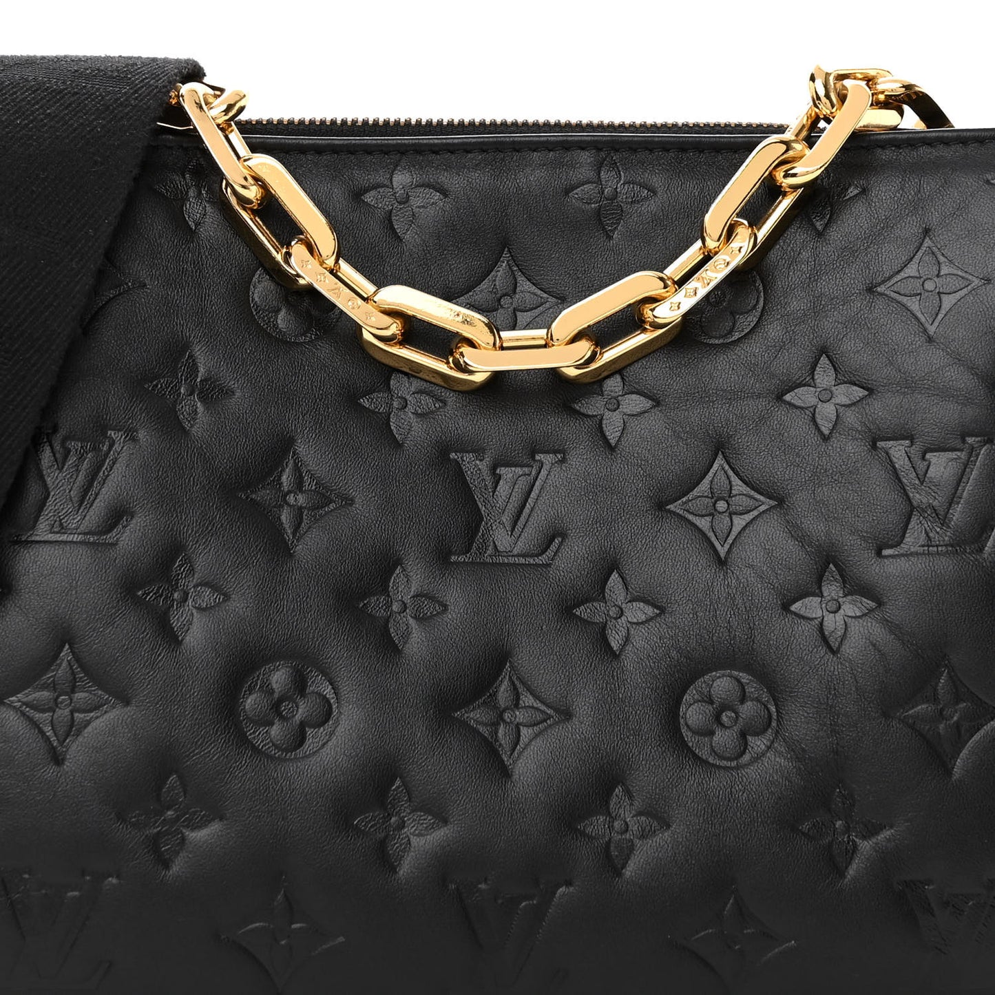 Lambskin Embossed Monogram Coussin PM Black